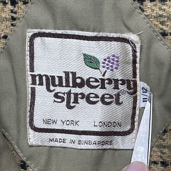 Mulberry Street Vintage 2-Piece Jacket With Vest Wool Blend Plaid Beige Size 11/ - Picture 2 of 16